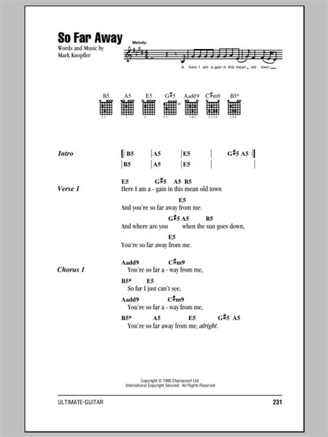 So Far Away - Guitar Chords/Lyrics | zZounds