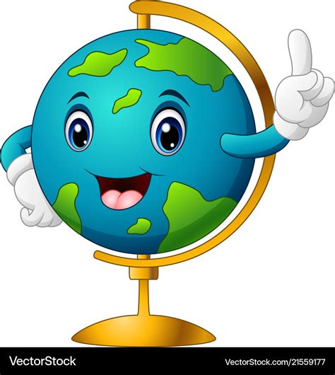 Cartoon world globe pointing Royalty Free Vector Image