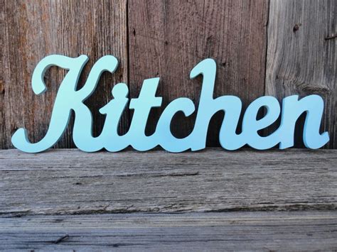Kitchen Wall Decor Kitchen Word Wall Sign Aqua Shabby Chic