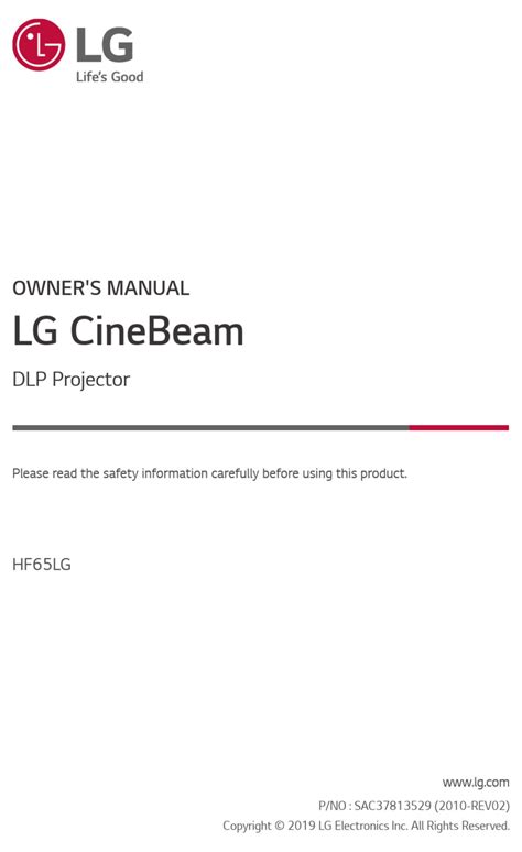 LG CINEBEAM HF65LG OWNER'S MANUAL Pdf Download | ManualsLib