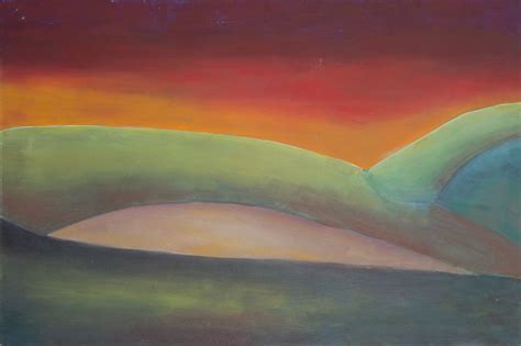 Landscape with Sunset acrylic painting 31" x 21" (2006?) | Sunset ...