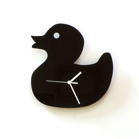 Large rubber duck - black acrylic wall clock, rubber ducky, kids' room ...