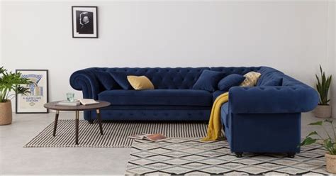 Branagh Corner Sofa, Electric Blue Velvet | Corner sofa, Corner sofa design, Ceiling design ...