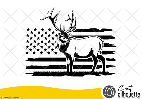 Elk Us Flag Svg Elk Clipart Svg Elk Silhouette Elk Cricut Svg | Images ...