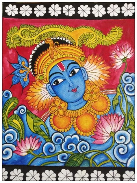 Krishna - Kerala Mural Painting (30cms x 42cms) - International Indian ...