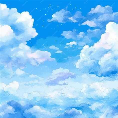 Premium Photo | Anime landscape with a blue sky and clouds