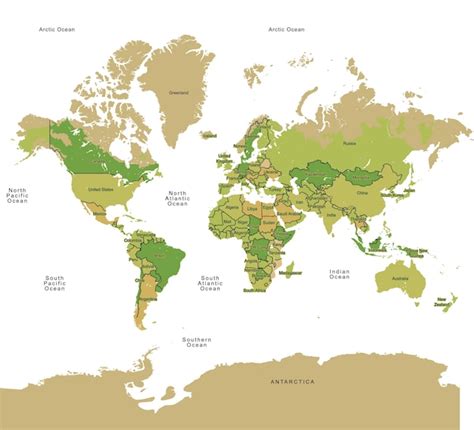 Green world map countries Vector | Premium Download