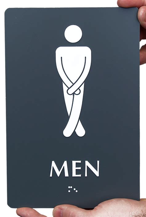 Men with Cross Legs Funny Restroom Braille Sign, SKU - SE-2026