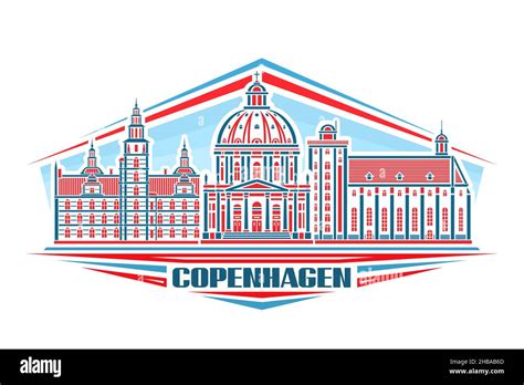 Vector illustration of Copenhagen, horizontal logo with linear design copenhagen city scape on ...