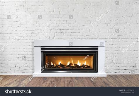 White Fireplace Bright Empty Living Room Stock Photo 1263566212 ...