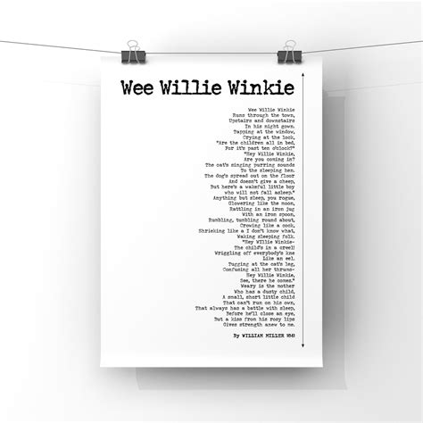 Wee Willie Winkie Poem by William Miller 1841 Poster Print - Etsy UK