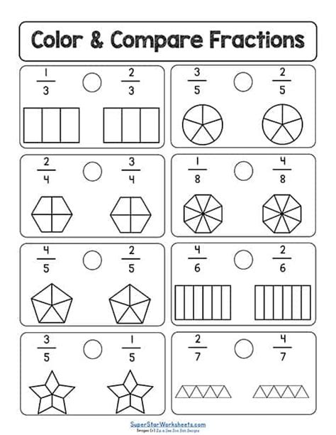 Fractions Worksheets - Superstar Worksheets