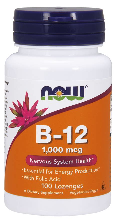 NOW Supplements, Vitamin B-12 1,000 mcg with Folic Acid, Nervous System ...