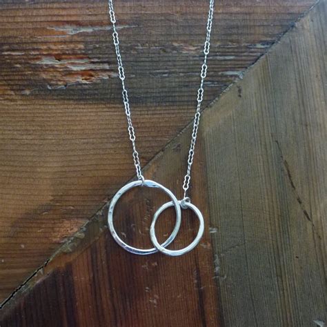 Double Circle Necklace Silver Circle Necklace Circle | Etsy