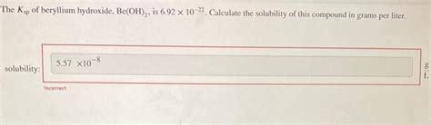 Solved The Ksp of beryllium hydroxide, Be(OH)2, is | Chegg.com