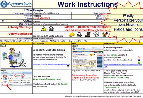 Step By Step Work Instruction Template