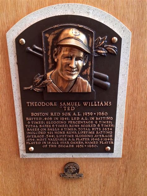 Hall of Fame plaque for Ted Williams, Boston Red Sox. Batting Average ...