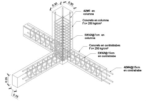 Isometric design with concrete column structural detail dwg file - Cadbull