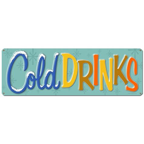 Cold Drinks Large Vintage Metal Diner Sign 24 x 8 | Vintage metal signs ...