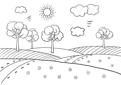 Paisaje De Campo Para Colorear Coloring Pages Nature | The Best Porn ...