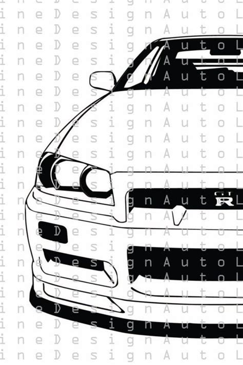 Nissan Skyline GT-R R34 Nismo Svg Pdf Dxf Eps Png Illustration | Etsy