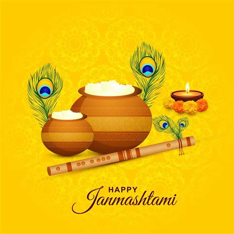 Beautiful Krishna Janmashtami creative card 1233614 Vector Art at Vecteezy