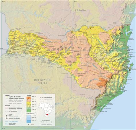 Mapa geográfico de Santa Catarina - Geografia Física - InfoEscola