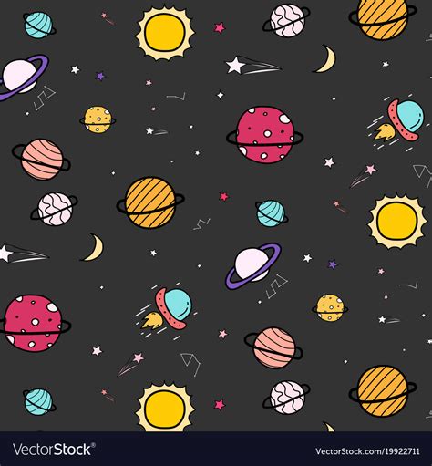 Hand drawn space pattern background Royalty Free Vector