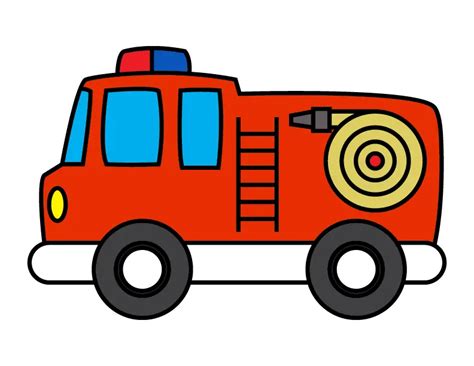 How To Draw a Red Firetruck For Children - Step By Step Line ...