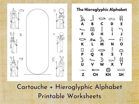 Ancient Egyptian Hieroglyphic Alphabet Cartouche Printable Worksheet ...