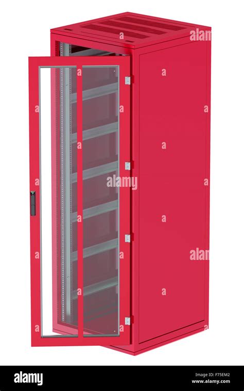Red Server rack isolated on white background Stock Photo - Alamy