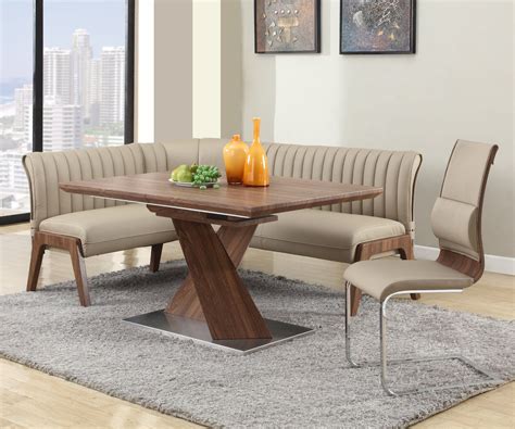 Extendable in Wood Leather Furniture Dining Room Sets with Leaf ...