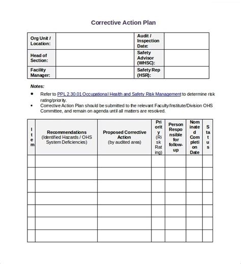 Free Corrective Action Plan Template Excel - Printable Word Searches