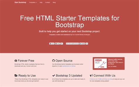 Start Bootstrap - Free HTML Starter Templates for Bootstrap 3 (Example)