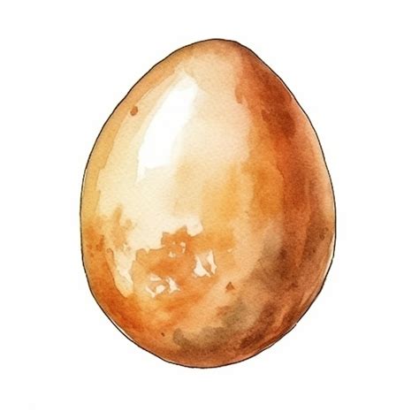 Premium AI Image | A brown egg watercolor painting by hand, watercolor, hand painted