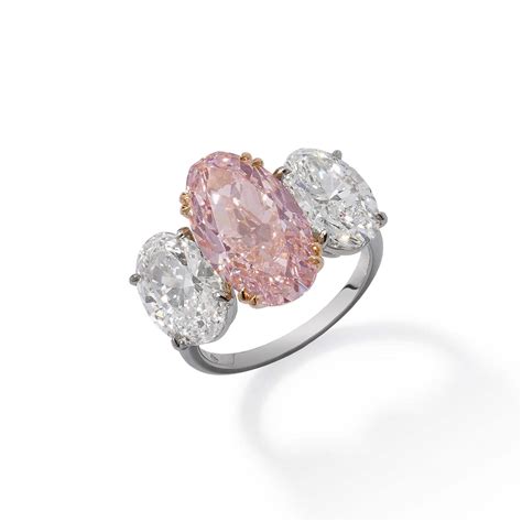 Oval Shape Pink Diamond Ring Three Stone - Jahan Jewellery