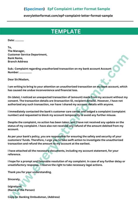 Epf Complaint Letter Format Sample | Everyletterformat.com