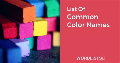 List Of Common Color Names