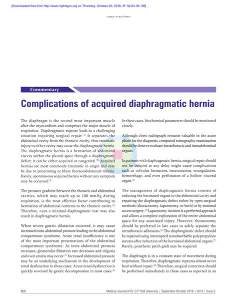 (PDF) Complications of acquired diaphragmatic hernia