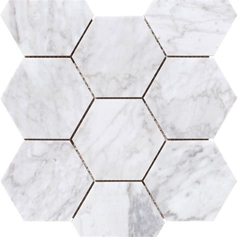 White Marble Hexagonal Ceramic Tiles - Chase Tiles