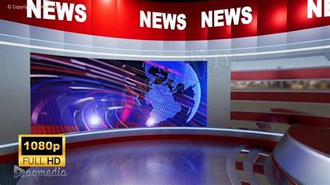 3D Virtual News Studio Background With Desk Newsroom Background ...