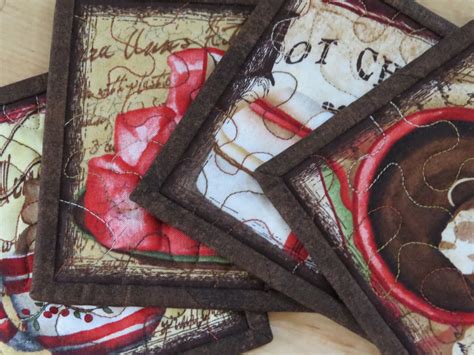 Quilted Coasters 5-inch Square 13cm Set of 4 Hot Cocoa Red - Etsy