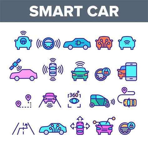 Color Smart Car Elements Icons Set Vector 9683578 Vector Art at Vecteezy