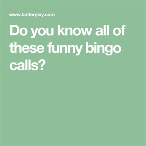 Bingo Calls Funny Printable