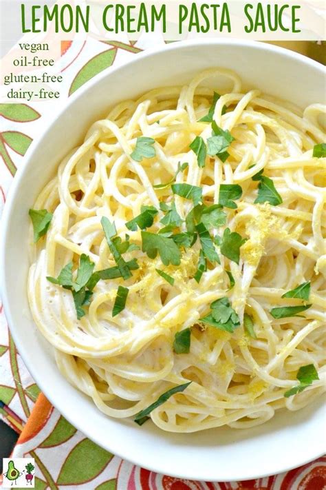 Lemon Cream Pasta Sauce is vegan, dairy-free, gluten-free, oil-free, and delicious! It's quick ...