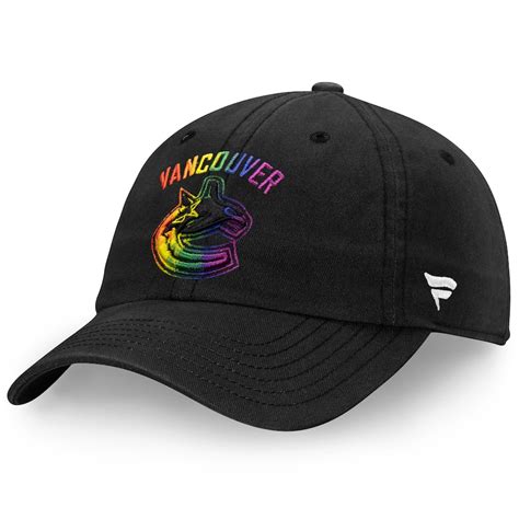 Men's Vancouver Canucks Fanatics Branded Black Fundamental Pride - Adjustable Hat