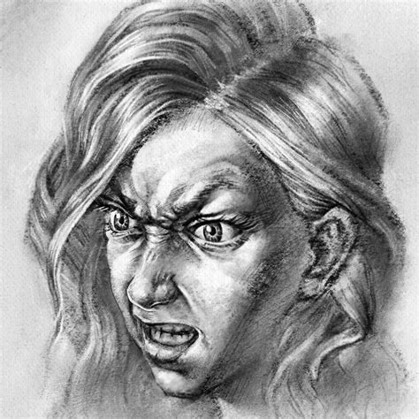 Angry Face Girl Drawing