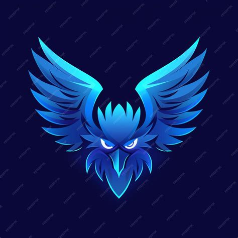 Premium Photo | Blue Eagle for gaming logo on dark blue background