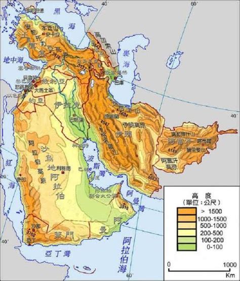 西亚地形图_西亚地图中文版 - 随意贴