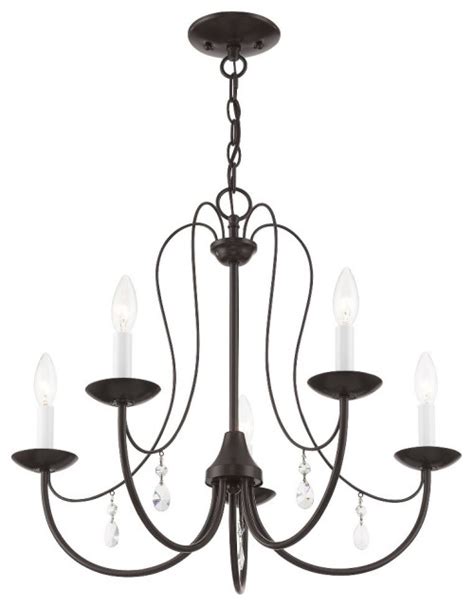 Traditional Farmhouse Five Light Chandelier-English Bronze Finish ...